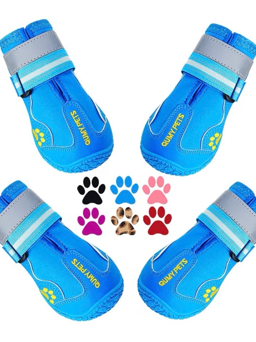 QUMY Dog Shoes for Large Dogs, Medium Dog Boots & Paw Protectors  Blue Size 4
